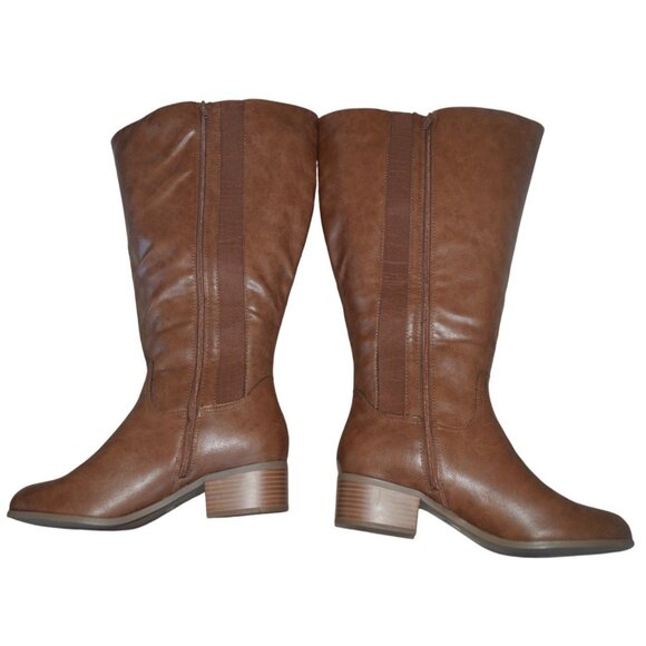 New Torrid Camel Brown Faux Leather Wide Calf Riding Boots Women's Size 10W Boho - Picture 6 of 6